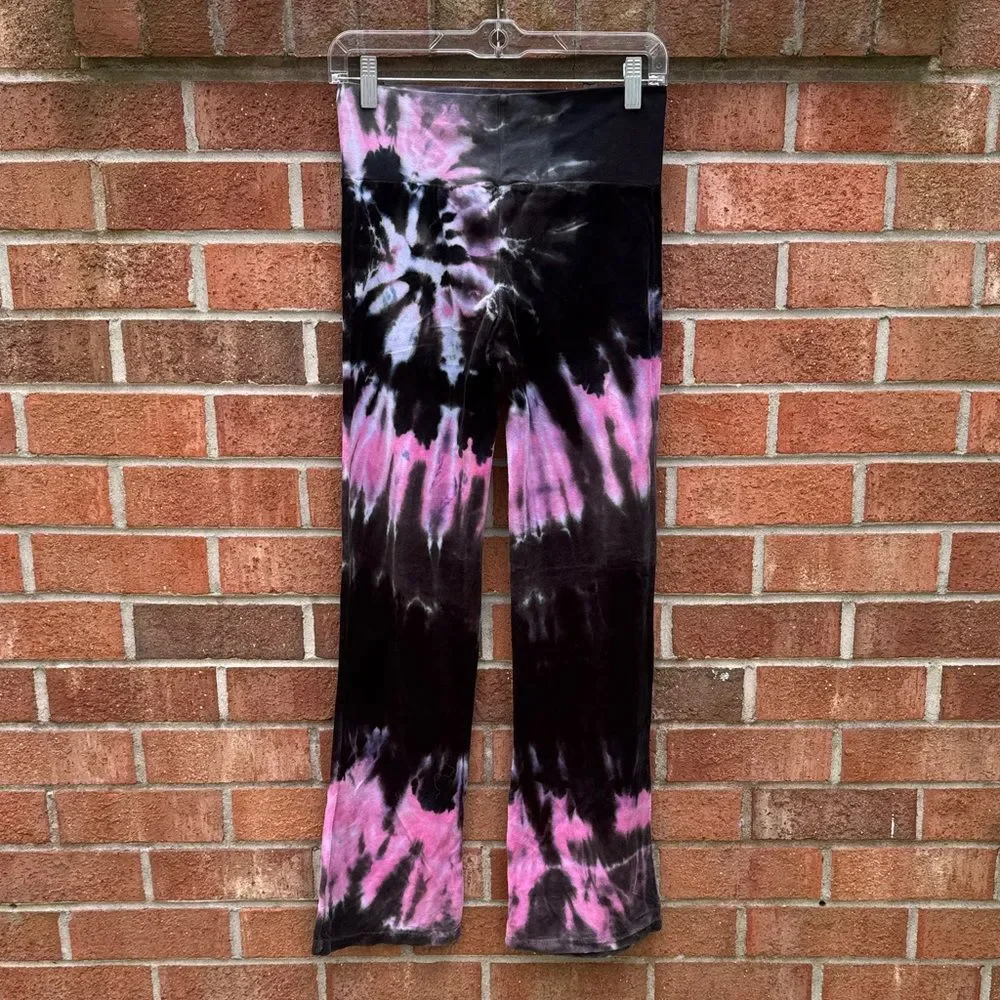 So Nikki Black and Pink Swirl Velour Leggings sz 16